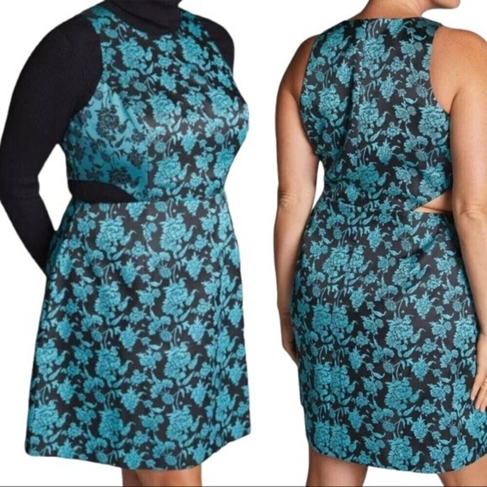 Hutch for Anthropologie dress womens floral jacquard cut out MSRP $190 Sz 22